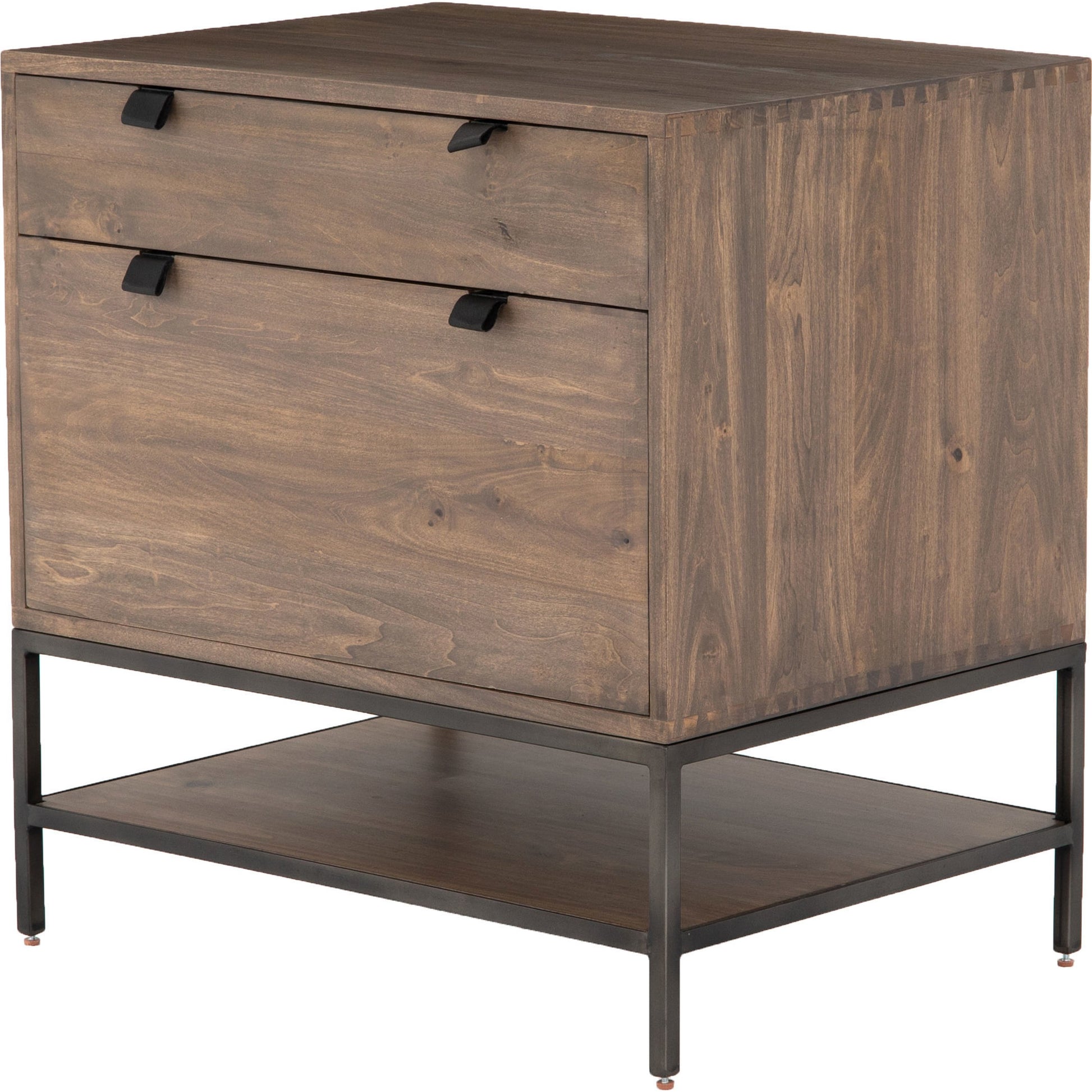 Trey Modular Filing Cabinet by Four Hands. Made from solid poplar, top grain leather, iron in a modern style.