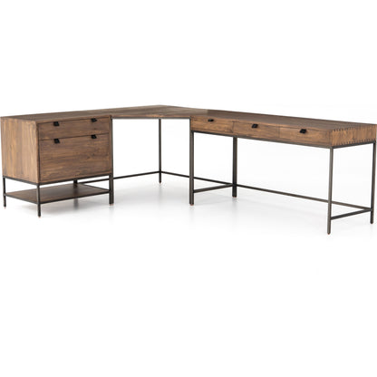 Trey Modular Corner Desk by Four Hands. Made from iron, solid poplar in a modern style.