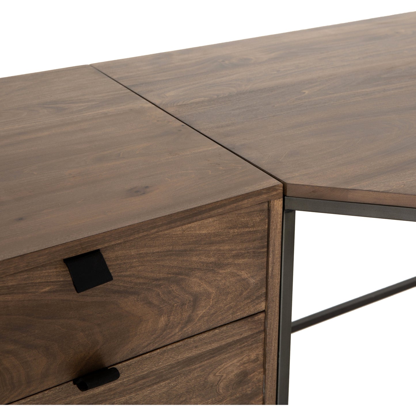 007 SR-810054 | Additional Silo | Trey Desk System with Filing Credenza by Four Hands. Made from solid poplar, top grain leather, iron in a modern style.