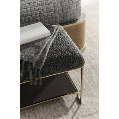 Thoroughly Modern Ottoman by Caracole in natural. Made from birch, plated stainless steel in a transitional style.