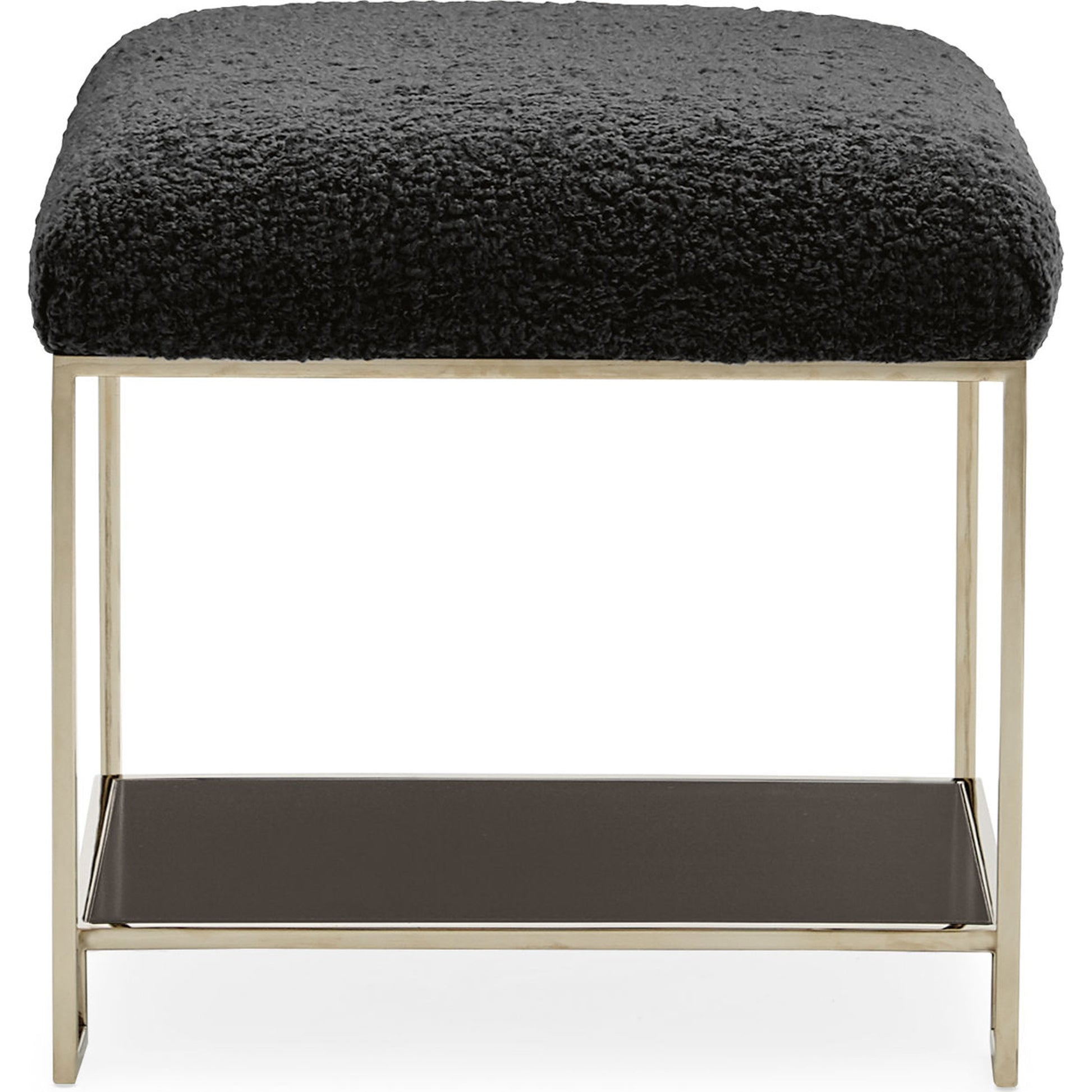 Thoroughly Modern Ottoman by Caracole in natural. Made from birch, plated stainless steel in a transitional style.