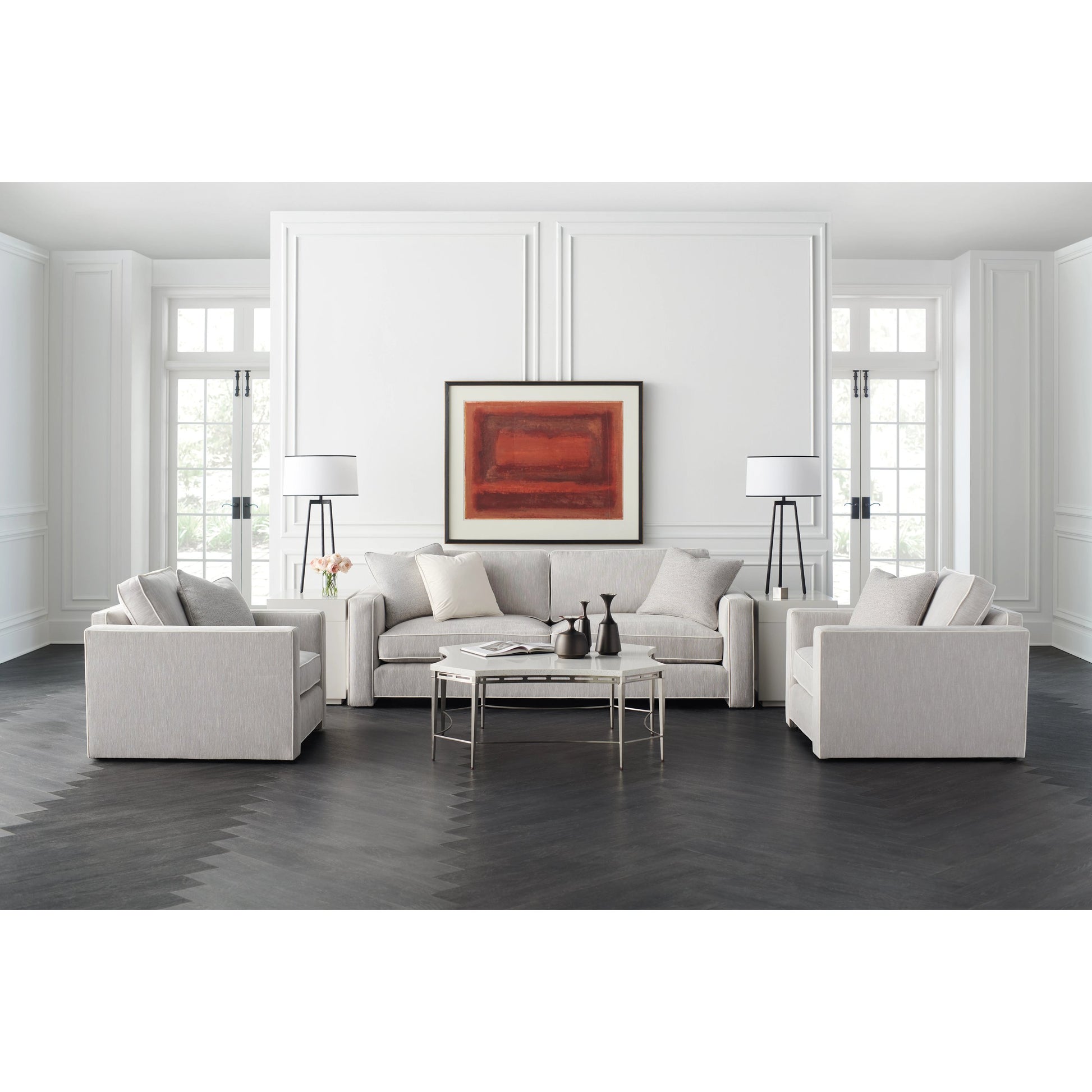 Welt Played 92" Sofa by Caracole in gray. Made from birch in a modern style.