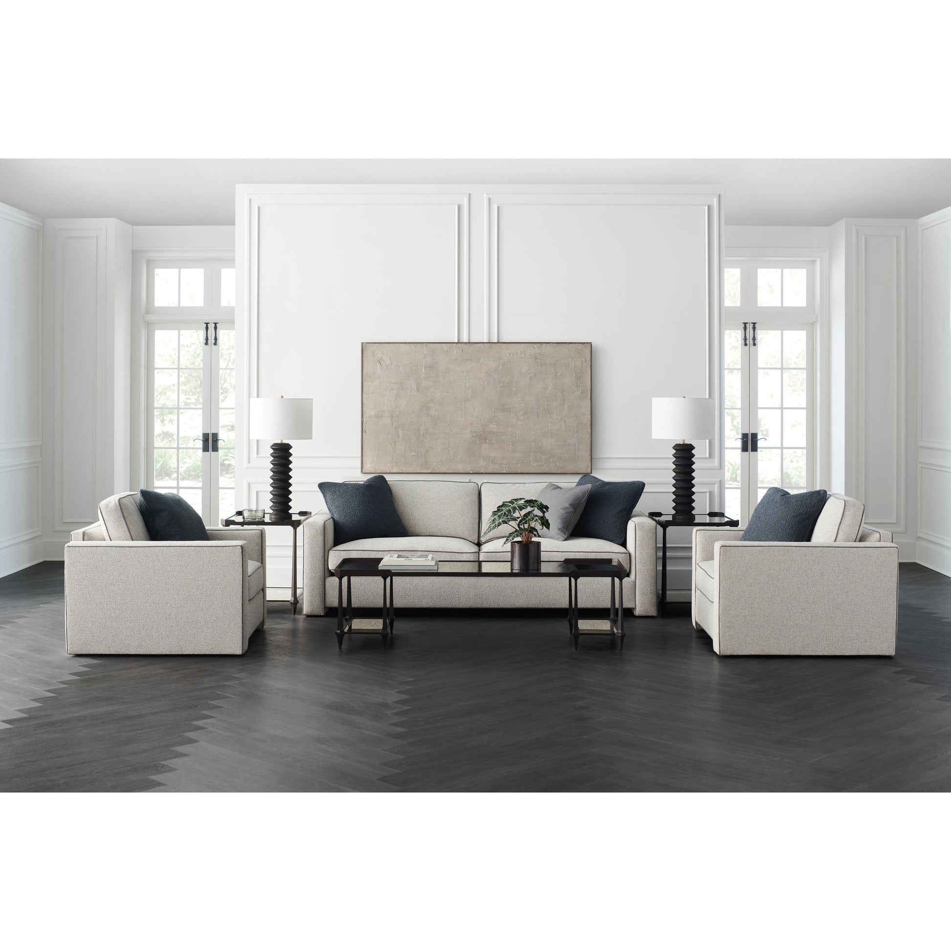 Welt Played 92" Sofa by Caracole in gray. Made from birch in a modern style.