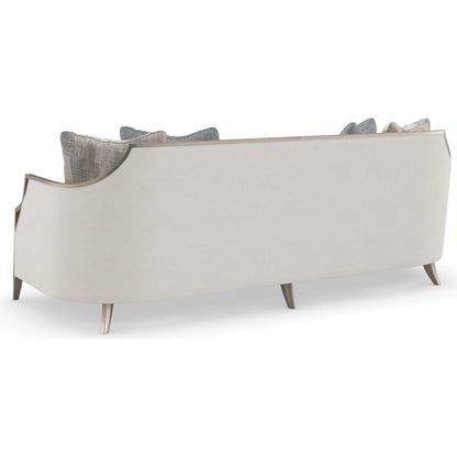X Factor Sofa by Caracole in charcoal, blue, silver and charcoal leaf. Made from birch in a modern style.