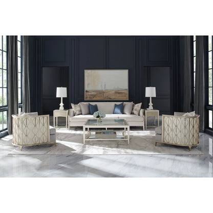 X Factor Sofa by Caracole in charcoal, blue, silver and charcoal leaf. Made from birch in a modern style.