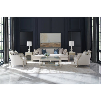X Factor Sofa by Caracole in charcoal, blue, silver and charcoal leaf. Made from birch in a modern style.