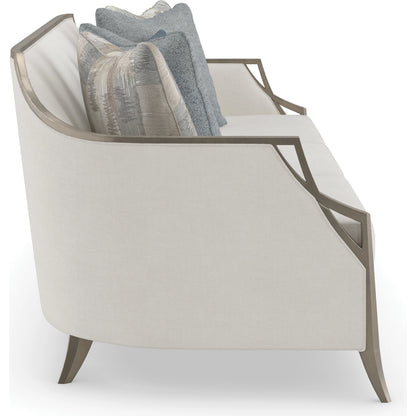 X Factor Sofa by Caracole in charcoal, blue, silver and charcoal leaf. Made from birch in a modern style.