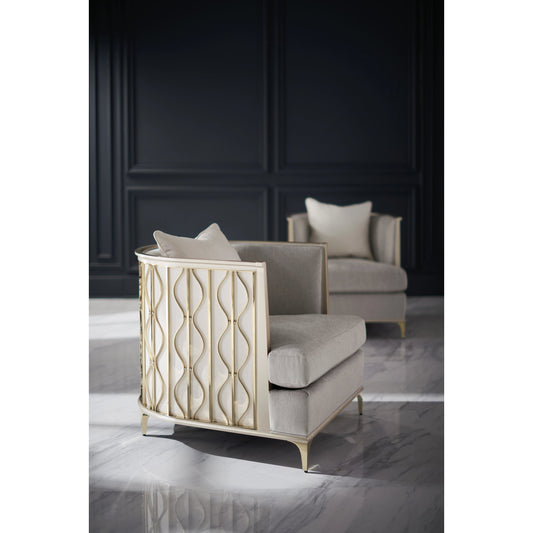 Back in Style Chair by Caracole in champagne, pearl, gold, silver and whisper of gold. Made from birch, stainless steel in a modern style.