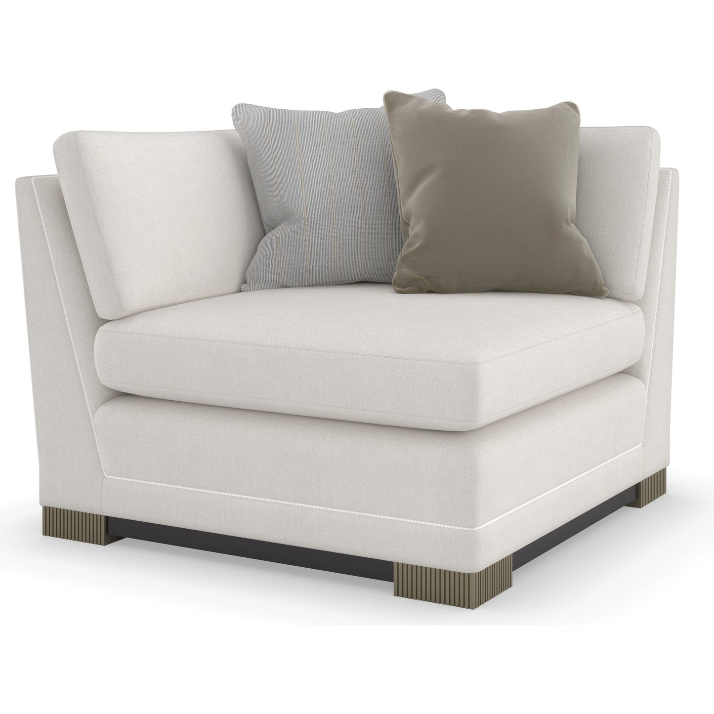 001 SI-1955969 | Primary Silo | Deep Retreat Corner Chair by Caracole in silver, dark chocolate and dark chocolate, silver shadow. Made from birch in a modern style.