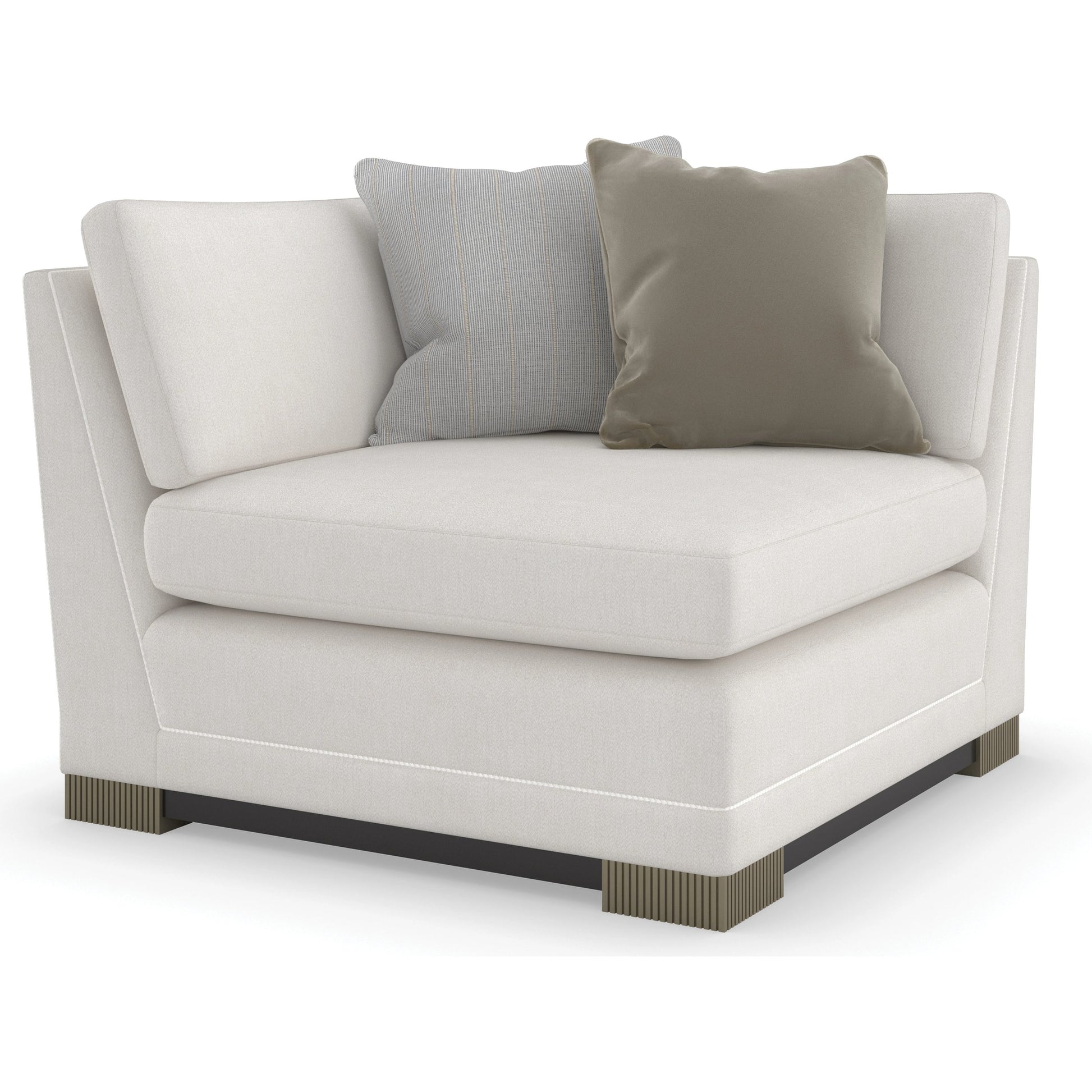 Deep Retreat Corner Chair by Caracole in silver, dark chocolate and dark chocolate, silver shadow. Made from birch in a modern style.