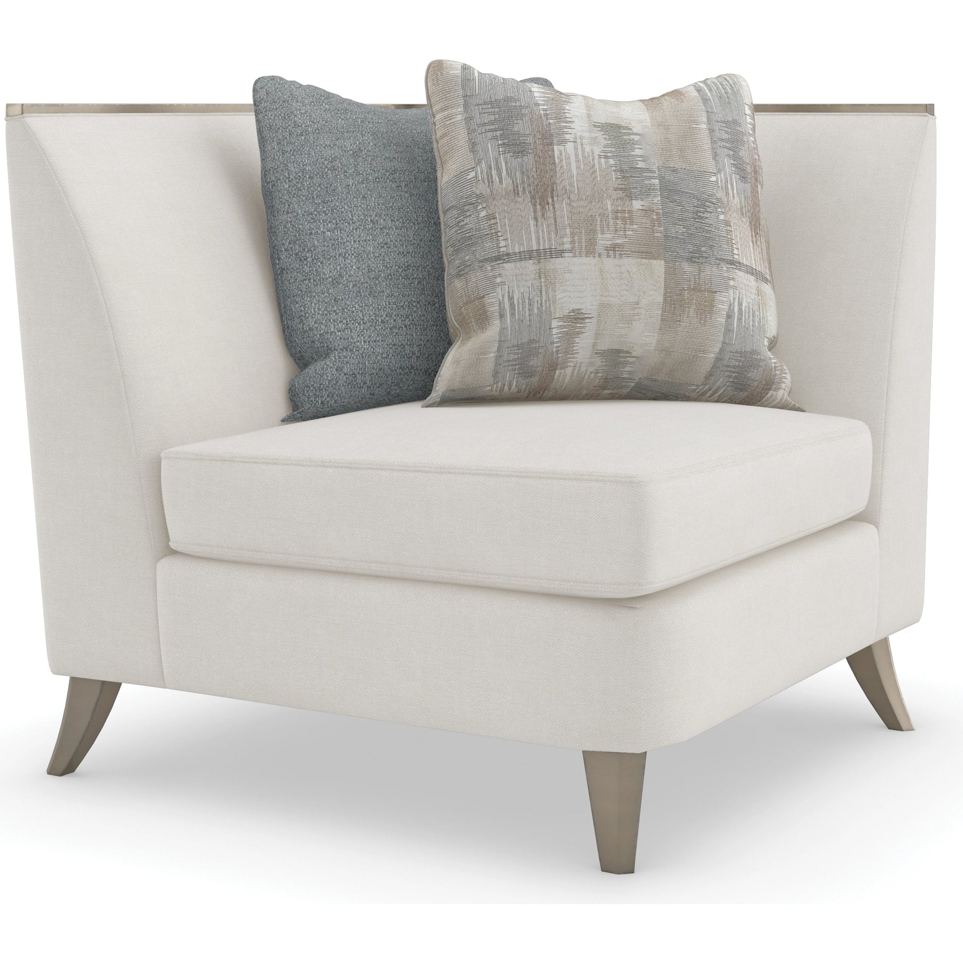 X Factor Corner Chair by Caracole in charcoal, blue, silver and charcoal leaf. Made from birch in a modern style.
