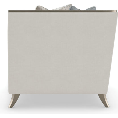 X Factor Corner Chair by Caracole in charcoal, blue, silver and charcoal leaf. Made from birch in a modern style.