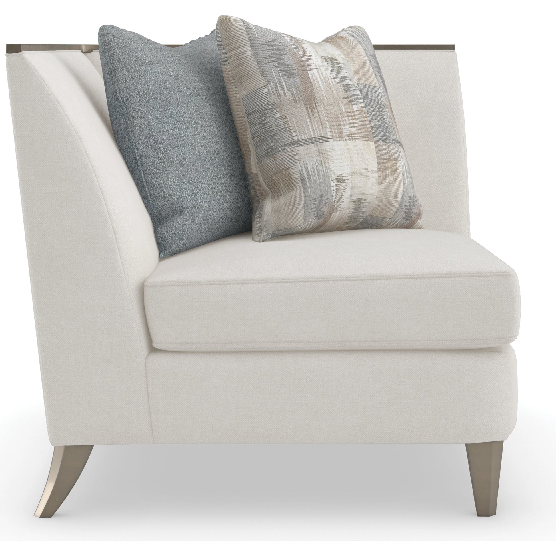 X Factor Corner Chair by Caracole in charcoal, blue, silver and charcoal leaf. Made from birch in a modern style.