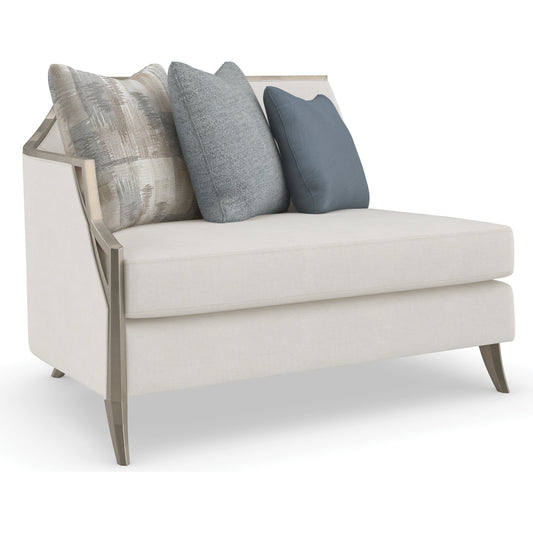 X Factor Loveseat by Caracole in charcoal, blue, silver and charcoal leaf. Made from birch in a modern style.