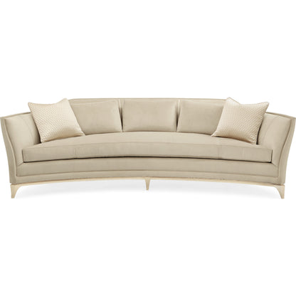 Bend the Rules Sofa by Caracole in silver and soft silver paint. Made from birch in a transitional style.