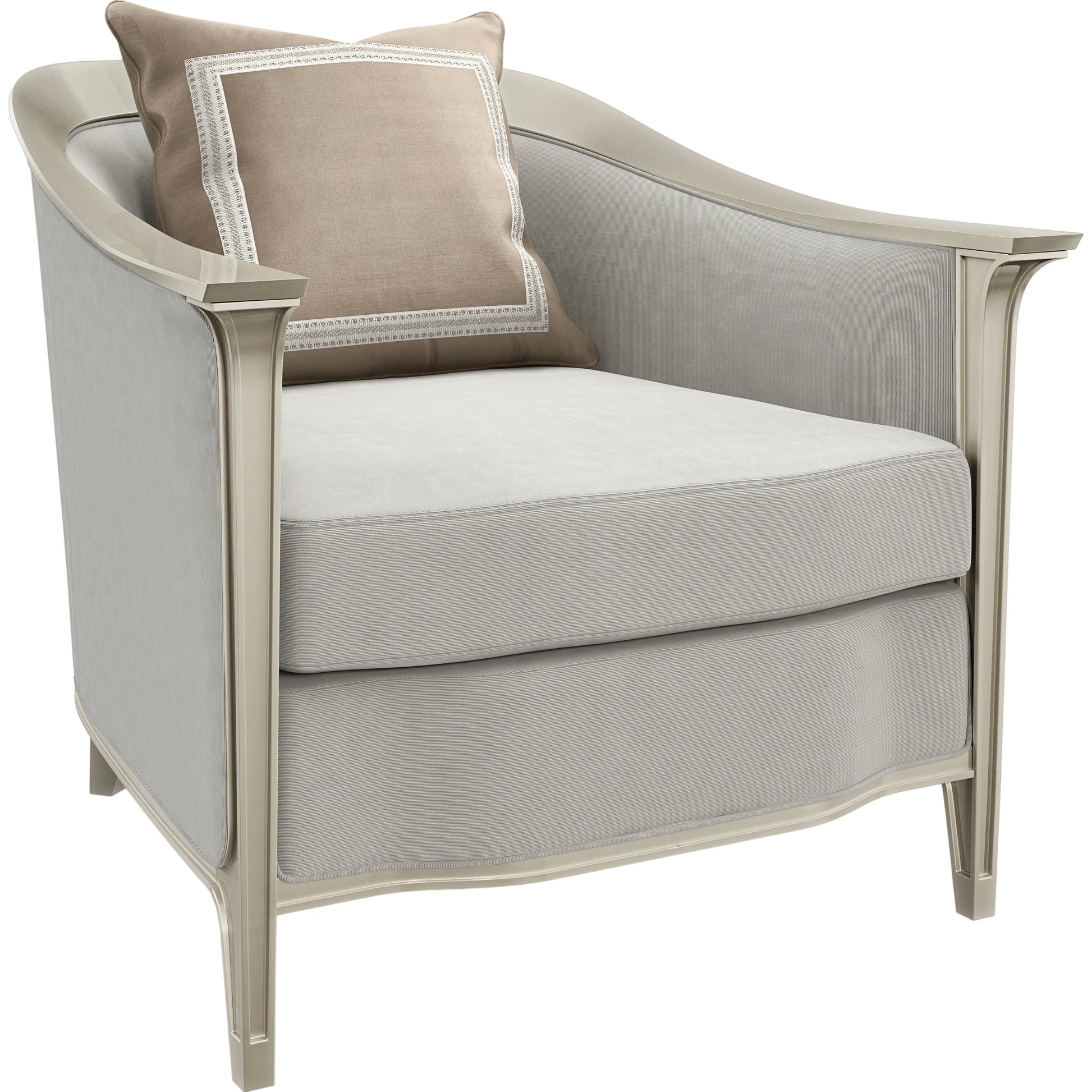 Eaves Drop Chair by Caracole in dove grey and afterglow. Made from birch in a traditional style.