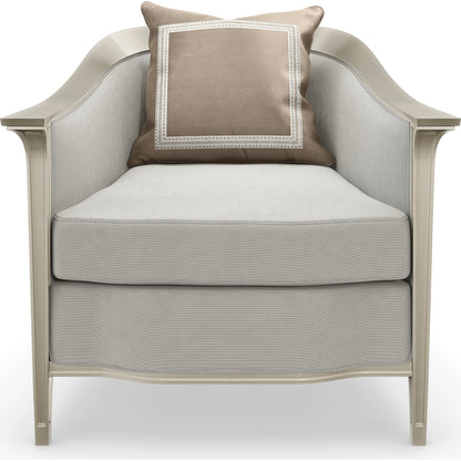 Eaves Drop Chair by Caracole in dove grey and afterglow. Made from birch in a traditional style.