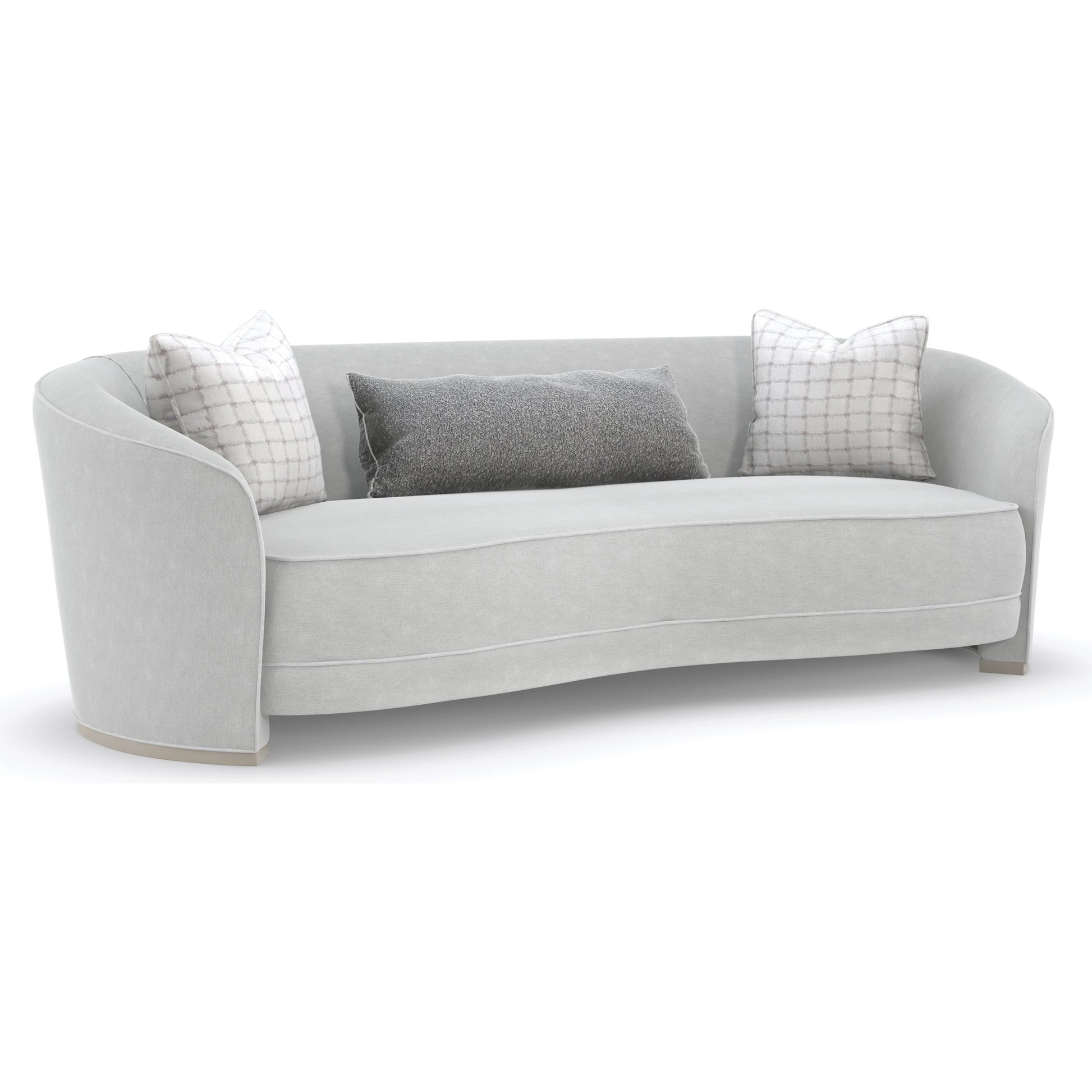 Ahead of the Curve Sofa by Caracole in pearl and matte pearl. Made from birch in a modern style.