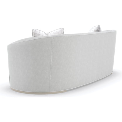 Ahead of the Curve Sofa by Caracole in pearl and matte pearl. Made from birch in a modern style.