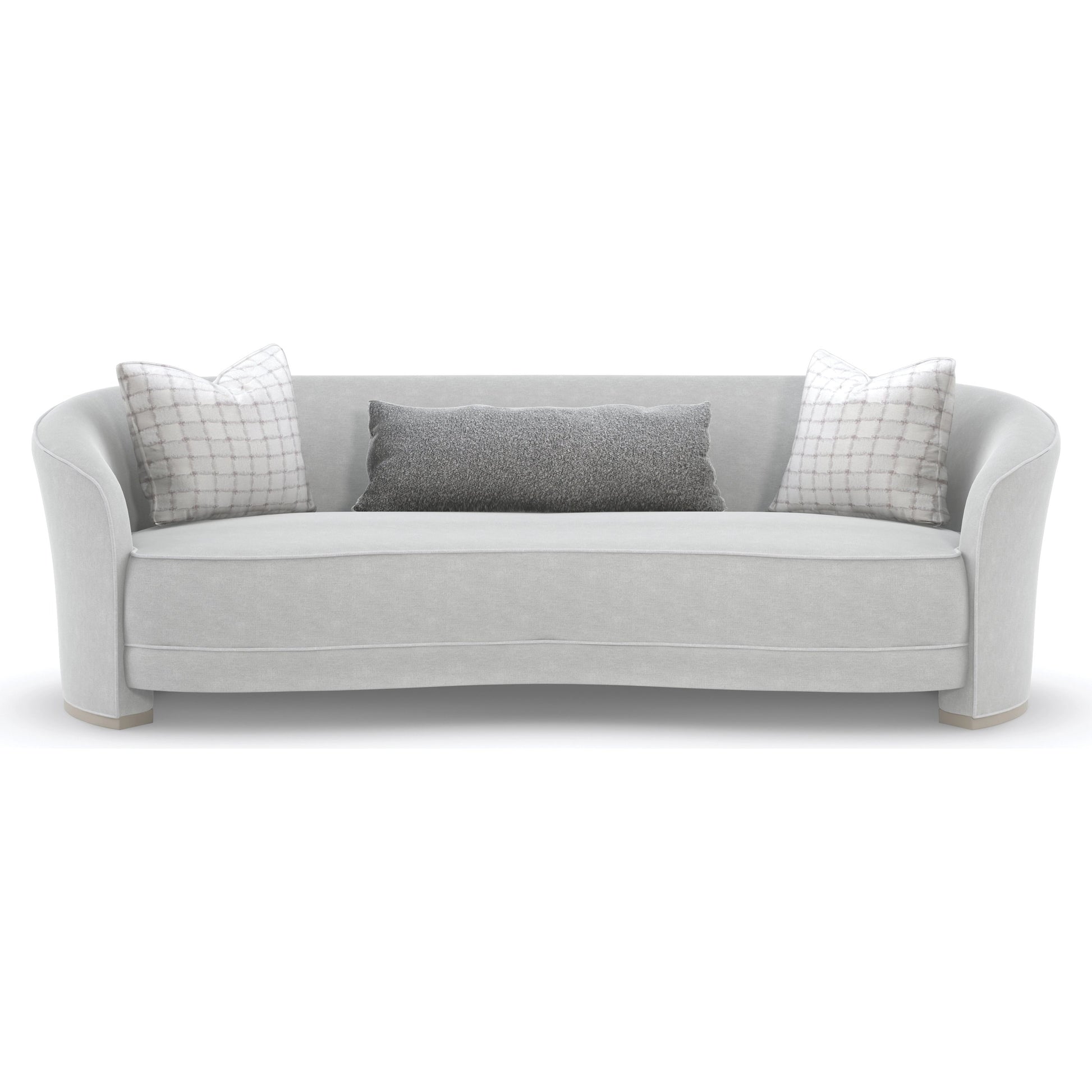 Ahead of the Curve Sofa by Caracole in pearl and matte pearl. Made from birch in a modern style.