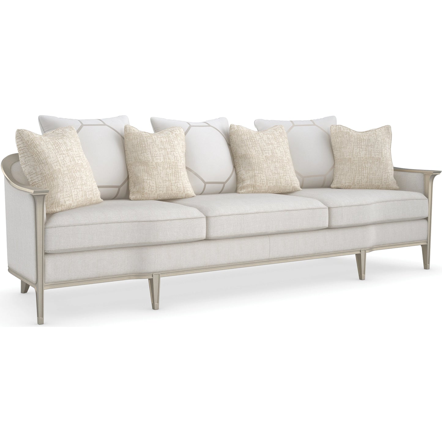 001 SI-1955984 | Primary Silo | Eaves Drop 110" by Caracole in silver and soft silver paint. Made from birch in a modern style.