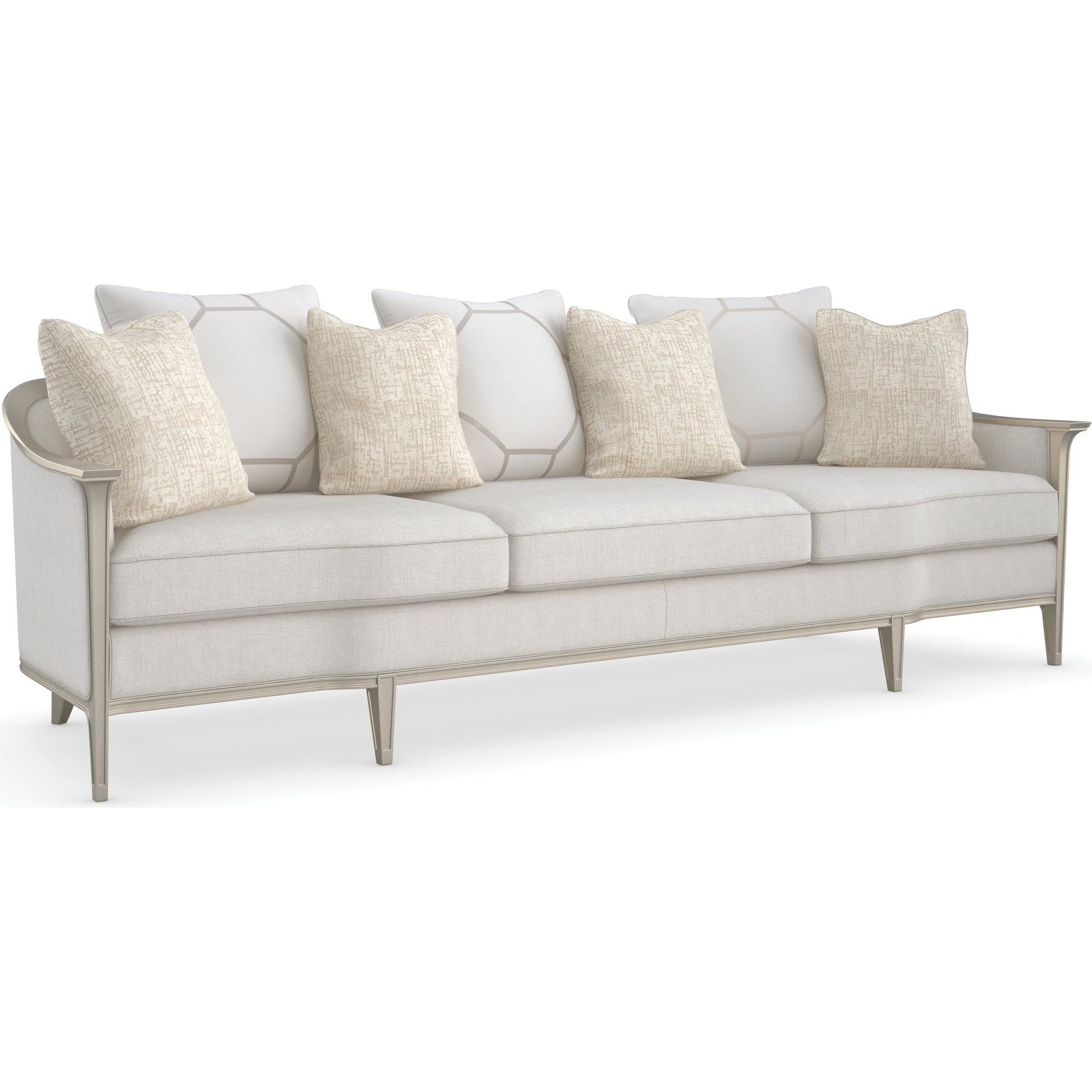 Eaves Drop 110" by Caracole in silver and soft silver paint. Made from birch in a modern style.