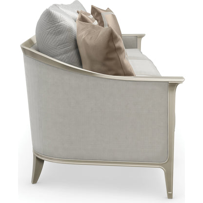 Eaves Drop 110" by Caracole in silver and soft silver paint. Made from birch in a modern style.