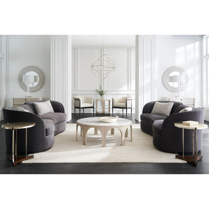 Eclipse Sofa by Caracole in dark chocolate, charcoal, grey, ivory and charcoal, dark chocolate. Made from birch in a modern style.