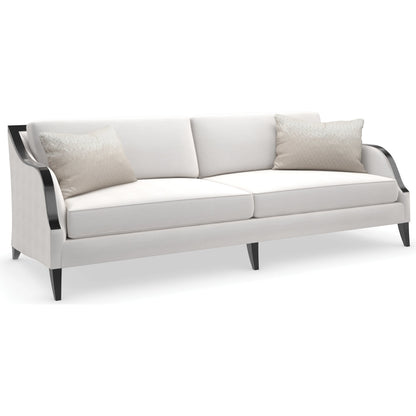 Pitch Perfect Sofa by Caracole in cream and chocolate truffle. Made from birch in a modern style.