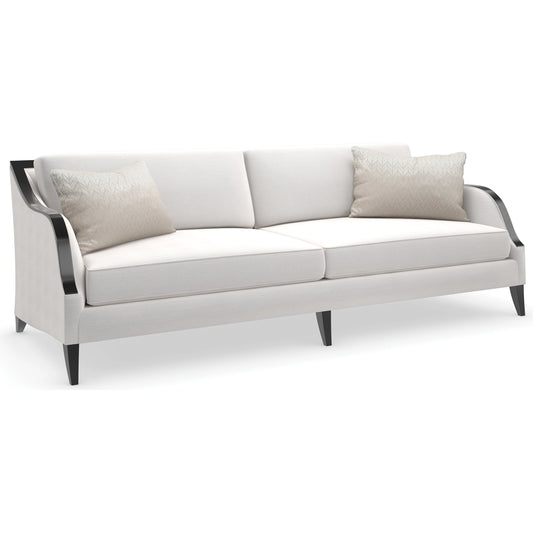 Pitch Perfect Sofa by Caracole in cream and chocolate truffle. Made from birch in a modern style.
