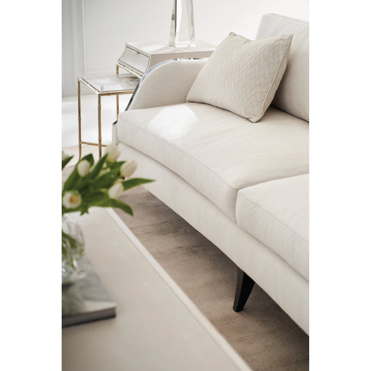 Pitch Perfect Sofa by Caracole in cream and chocolate truffle. Made from birch in a modern style.