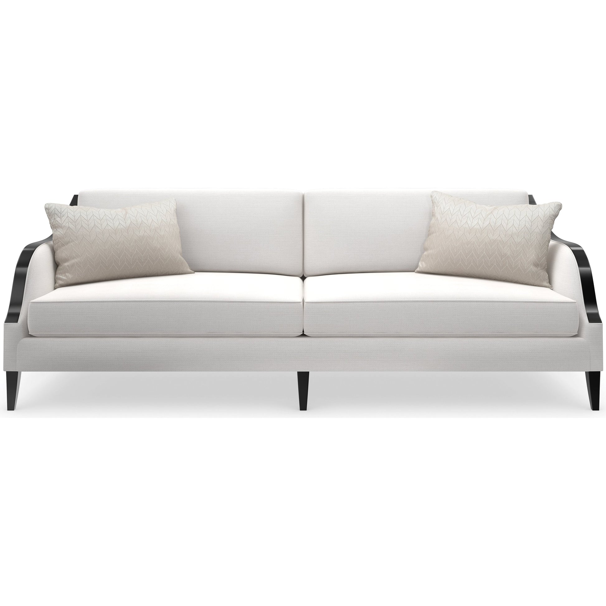 Pitch Perfect Sofa by Caracole in cream and chocolate truffle. Made from birch in a modern style.