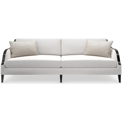 Pitch Perfect Sofa by Caracole in cream and chocolate truffle. Made from birch in a modern style.