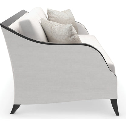 Pitch Perfect Sofa by Caracole in cream and chocolate truffle. Made from birch in a modern style.