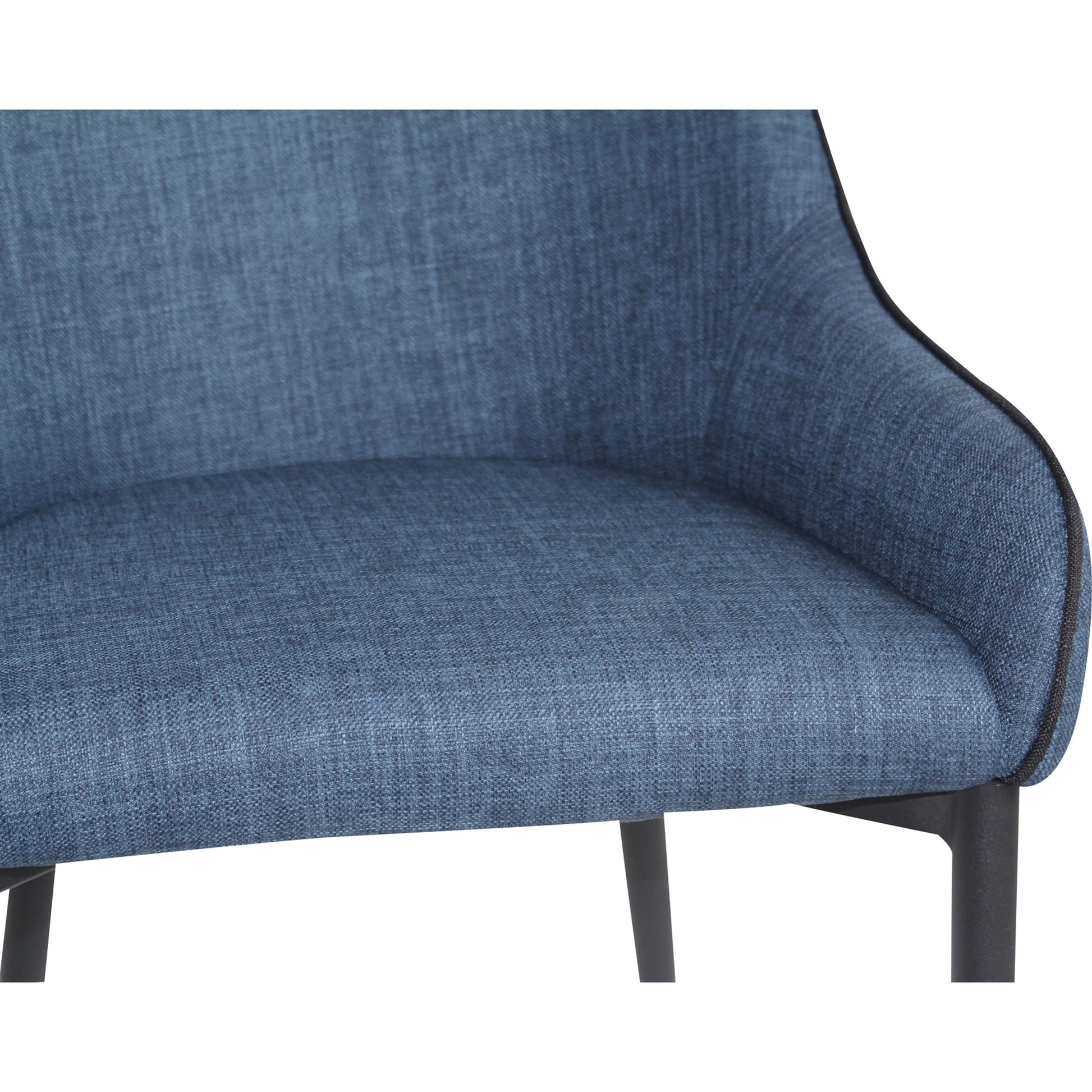 Lapis Dining Chair (Set of 2) by Moe's Home Collection in blue. Made from 100% polyester upholstery, metal legs, high density foam in a modern style.
