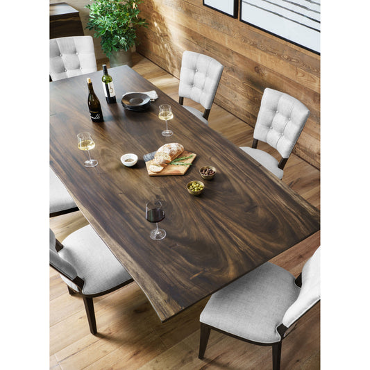 Rocky Dining Table by Four Hands in bronzed iron, smoked saman. Made from thick saman veneer, iron in a modern style.