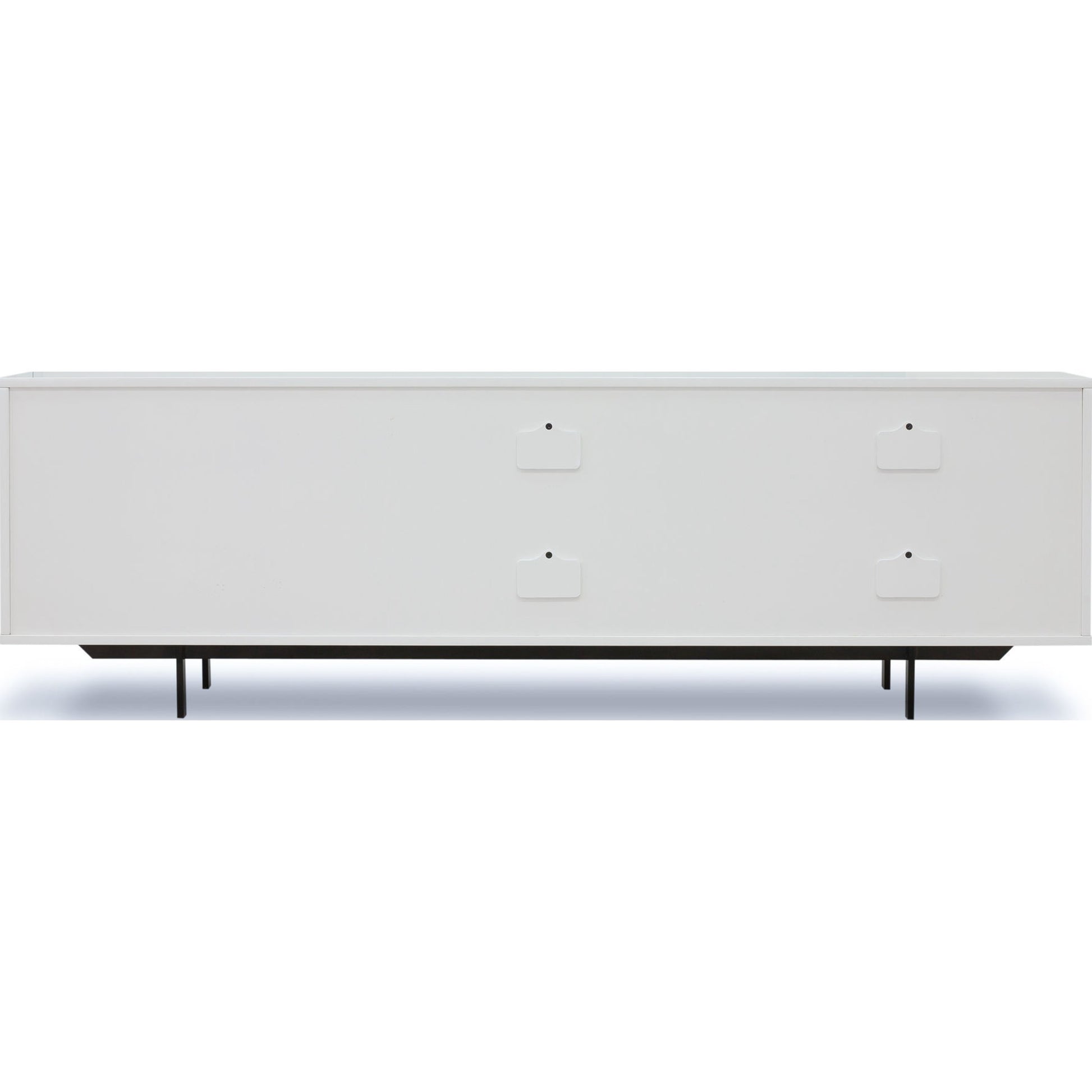 Tucker Media Console by Four Hands in walnut, oil rubbed bronze. Made from walnut veneer, iron in a modern style.