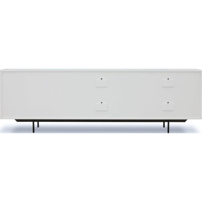 Tucker Media Console by Four Hands in walnut, oil rubbed bronze. Made from walnut veneer, iron in a modern style.