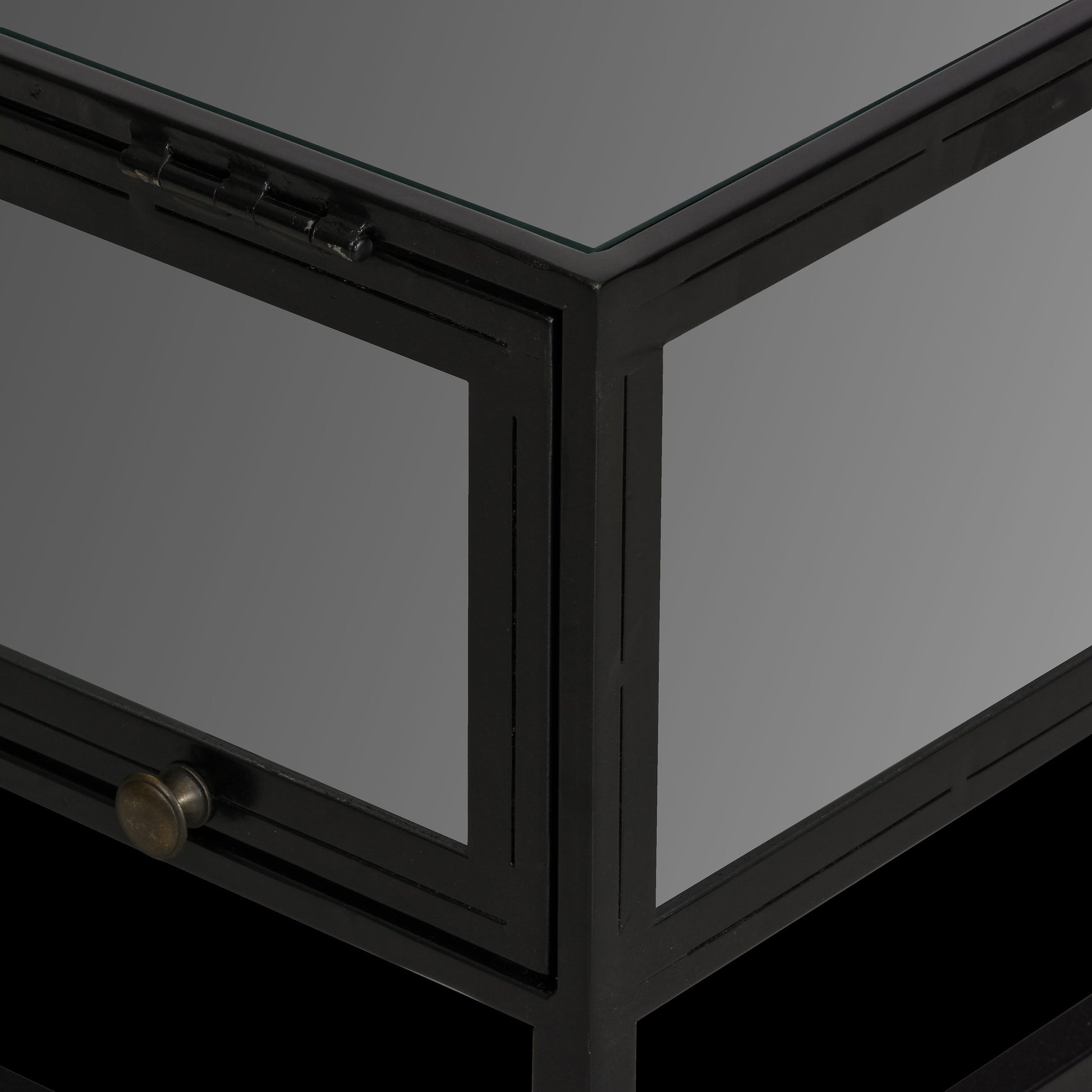 Shadow Box Coffee Table by Four Hands in black. Made from tempered glass, iron in a modern style.