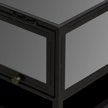 Shadow Box Coffee Table by Four Hands in black. Made from tempered glass, iron in a modern style.