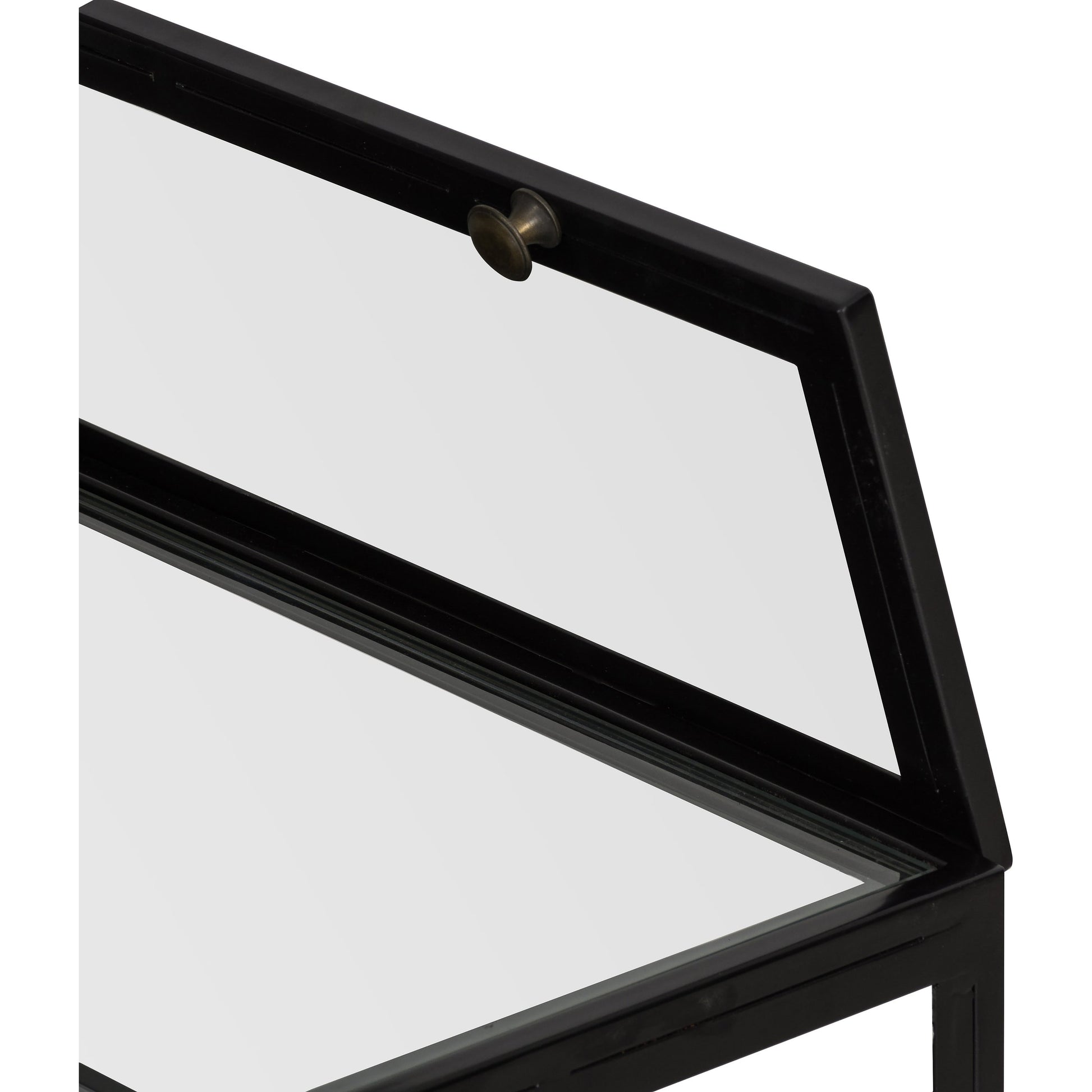 Shadow Box Coffee Table by Four Hands in black. Made from tempered glass, iron in a modern style.