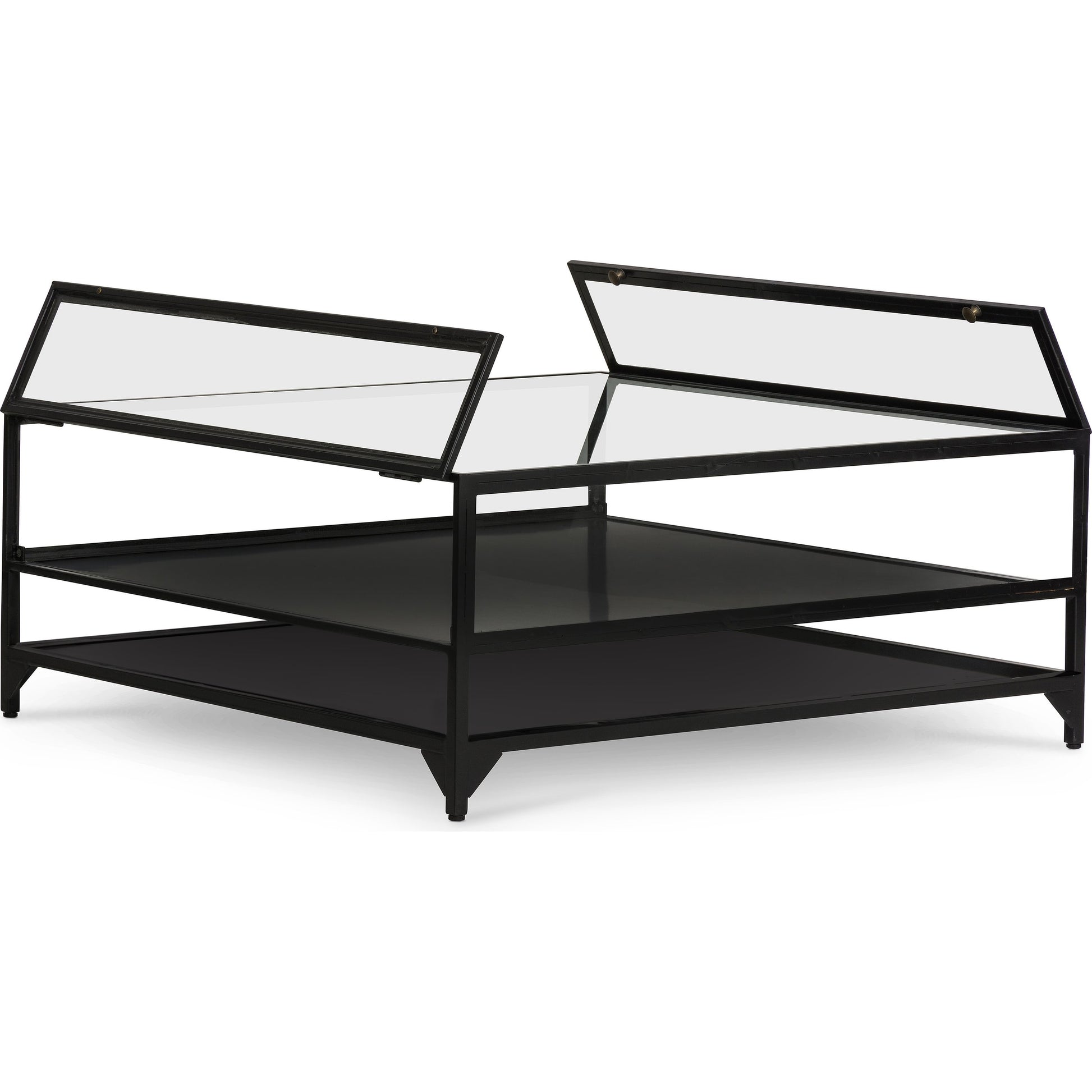 Shadow Box Coffee Table by Four Hands in black. Made from tempered glass, iron in a modern style.