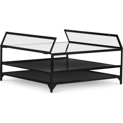 Shadow Box Coffee Table by Four Hands in black. Made from tempered glass, iron in a modern style.