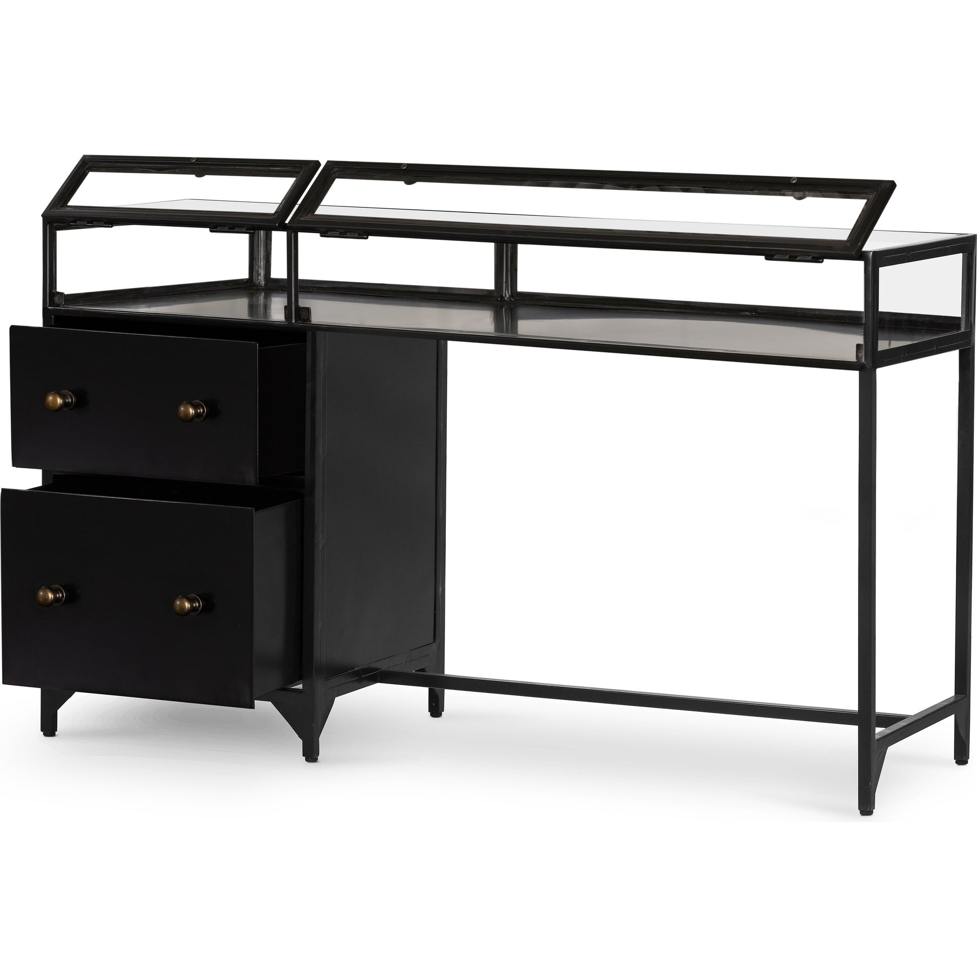 Shadow Box Desk by Four Hands in black. Made from iron in a modern style.