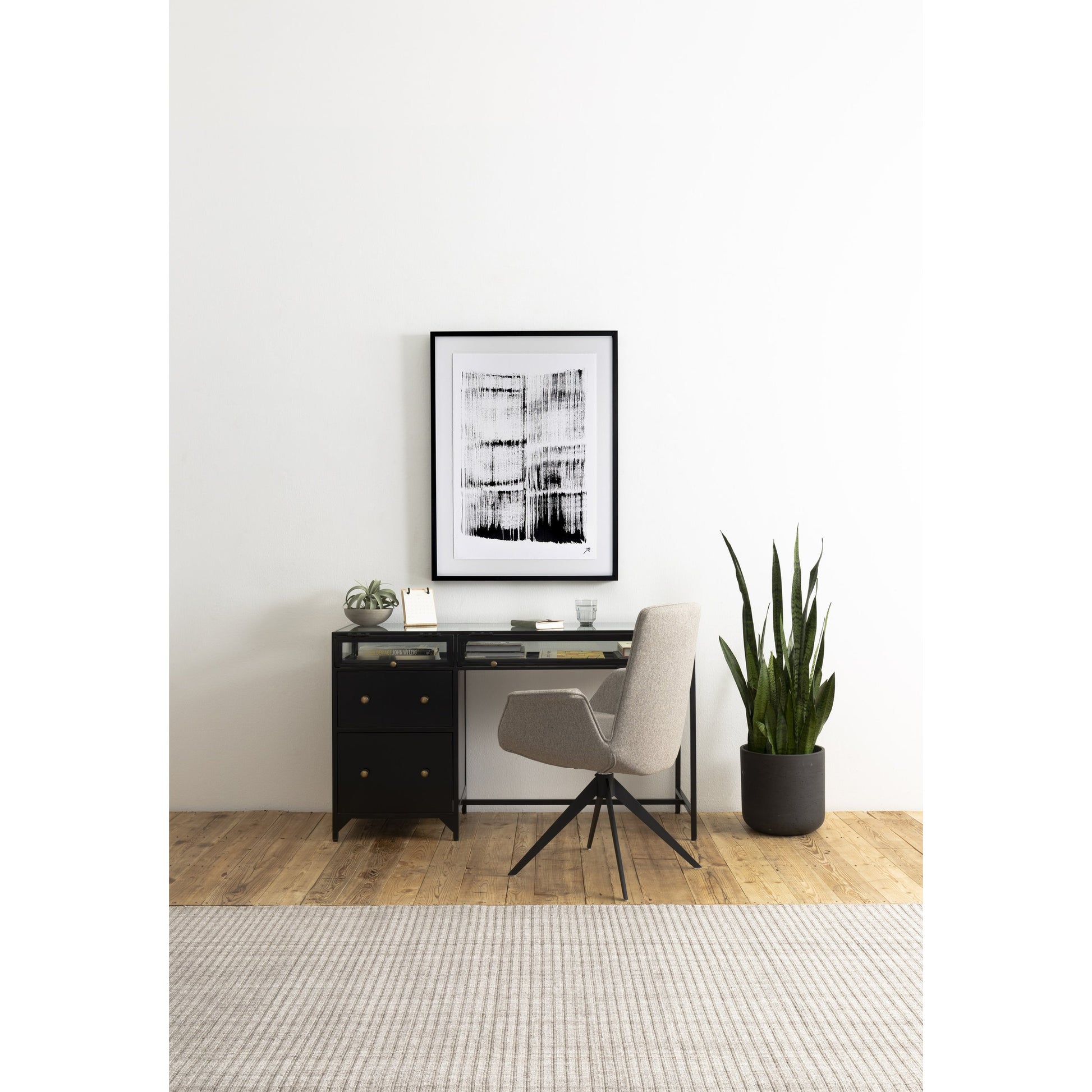 Shadow Box Desk by Four Hands in black. Made from iron in a modern style.