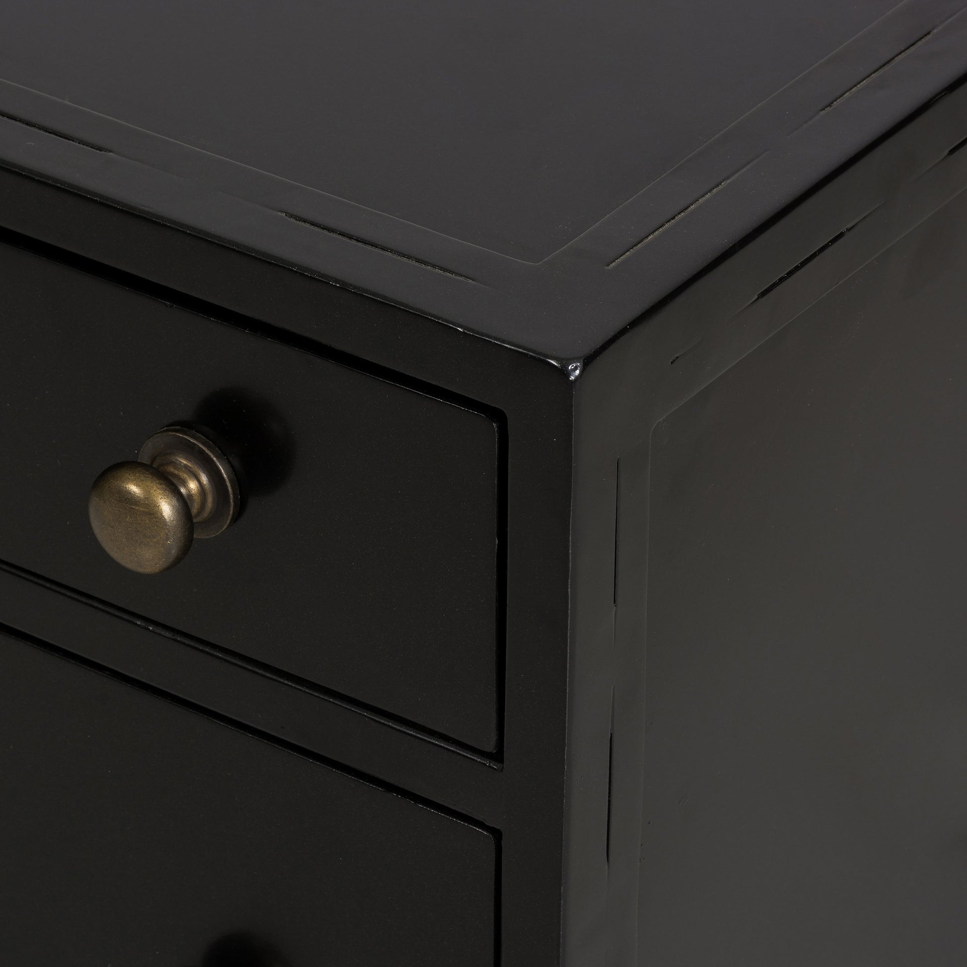 Belmont Storage Nightstand by Four Hands in black. Made from iron in a modern style.