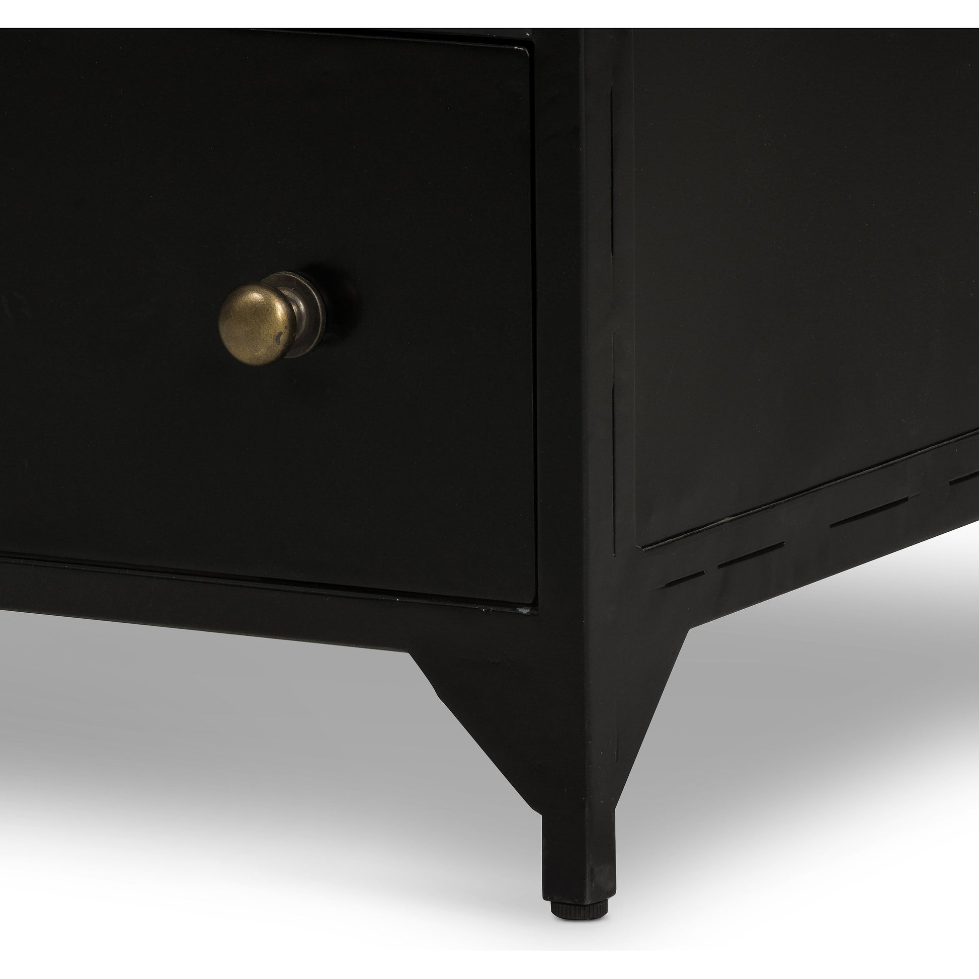 Belmont Storage Nightstand by Four Hands in black. Made from iron in a modern style.
