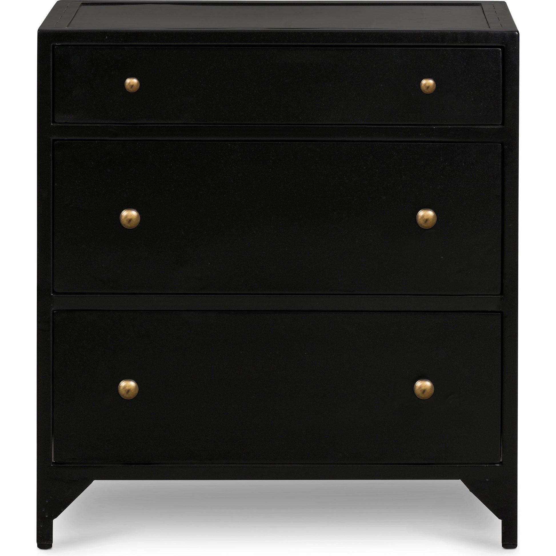Belmont Storage Nightstand by Four Hands in black. Made from iron in a modern style.