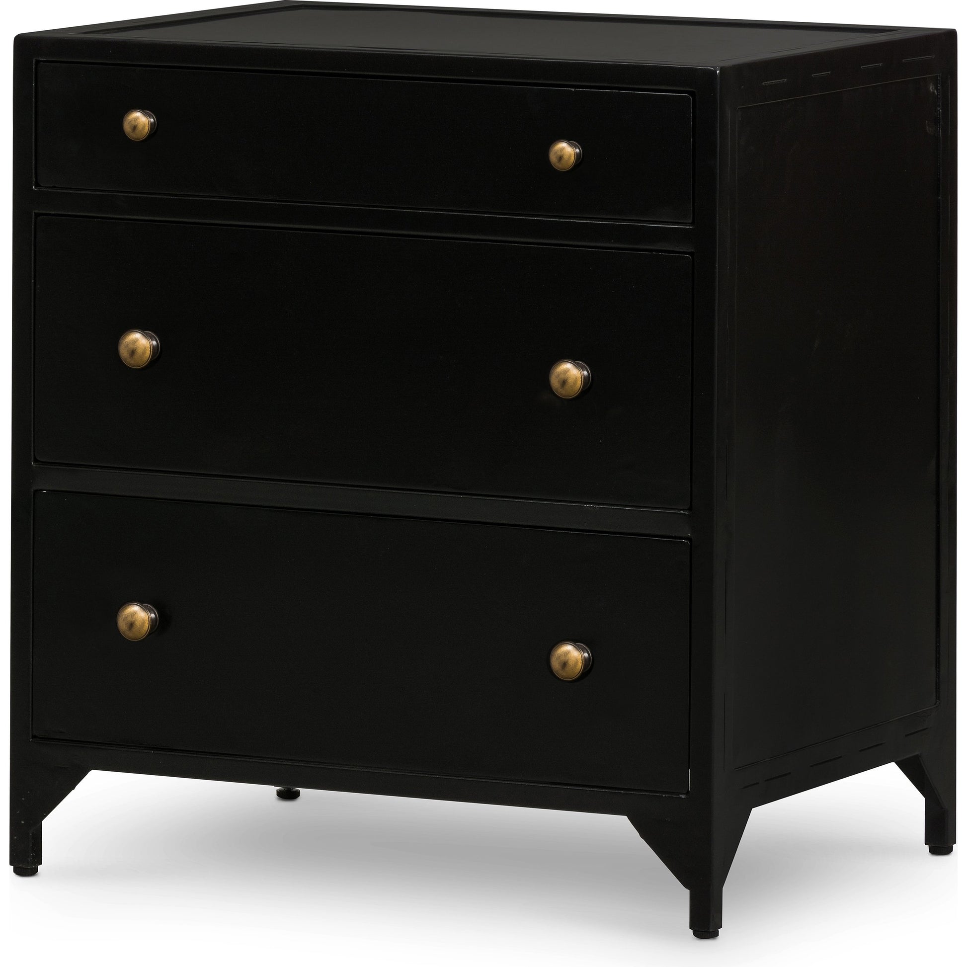 Belmont Storage Nightstand by Four Hands in black. Made from iron in a modern style.