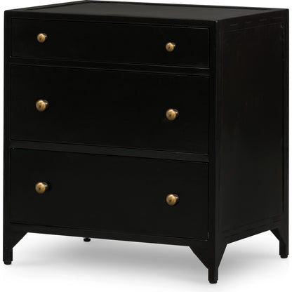 Belmont Storage Nightstand by Four Hands in black. Made from iron in a modern style.